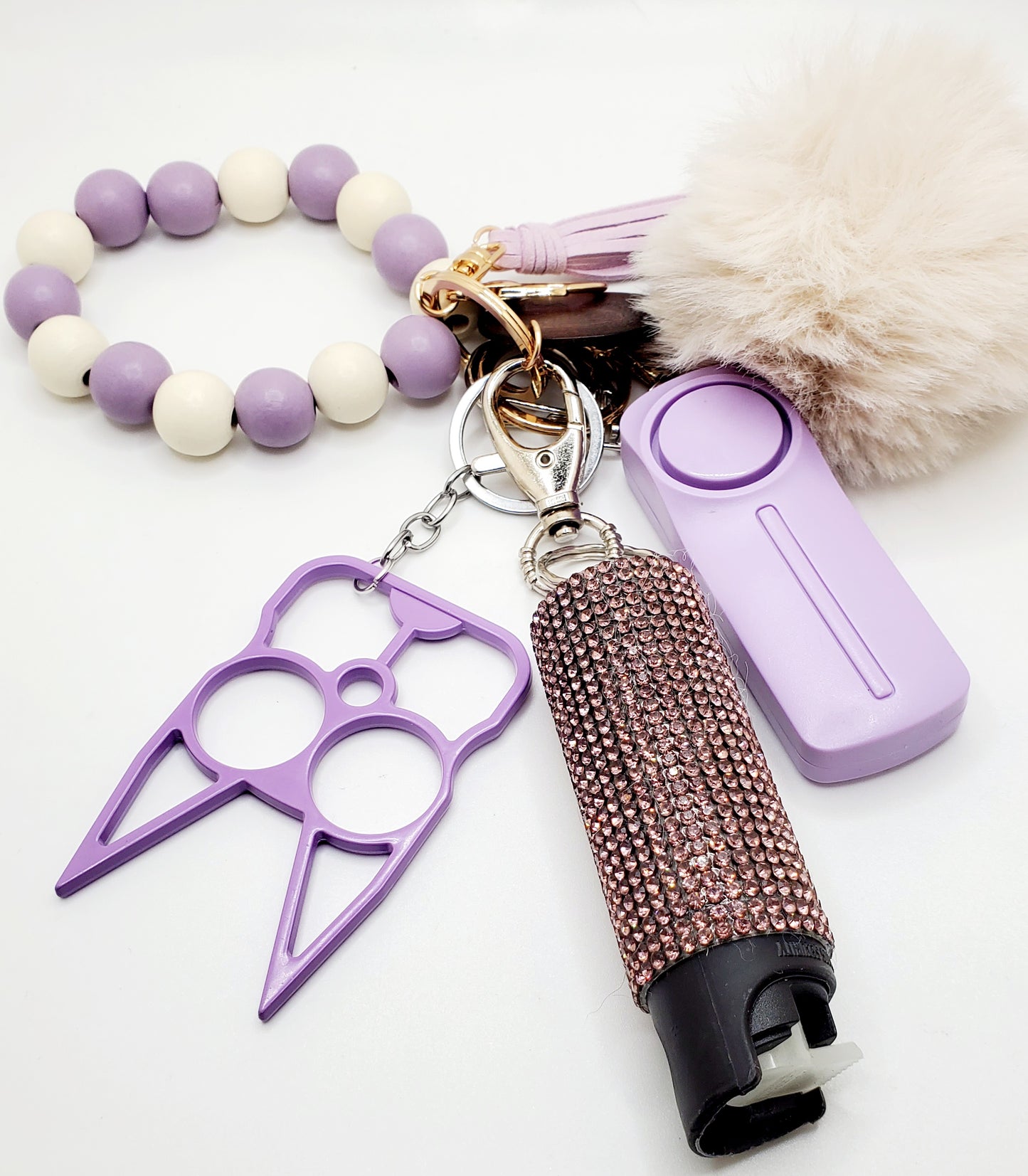 Purple and Ivory Wooden Beaded