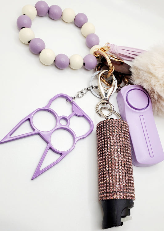 Purple and Ivory Wooden Beaded