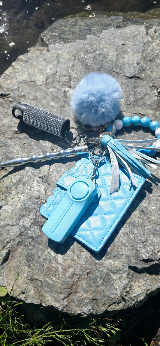 Ocean Blue Silicone Beaded Keychain