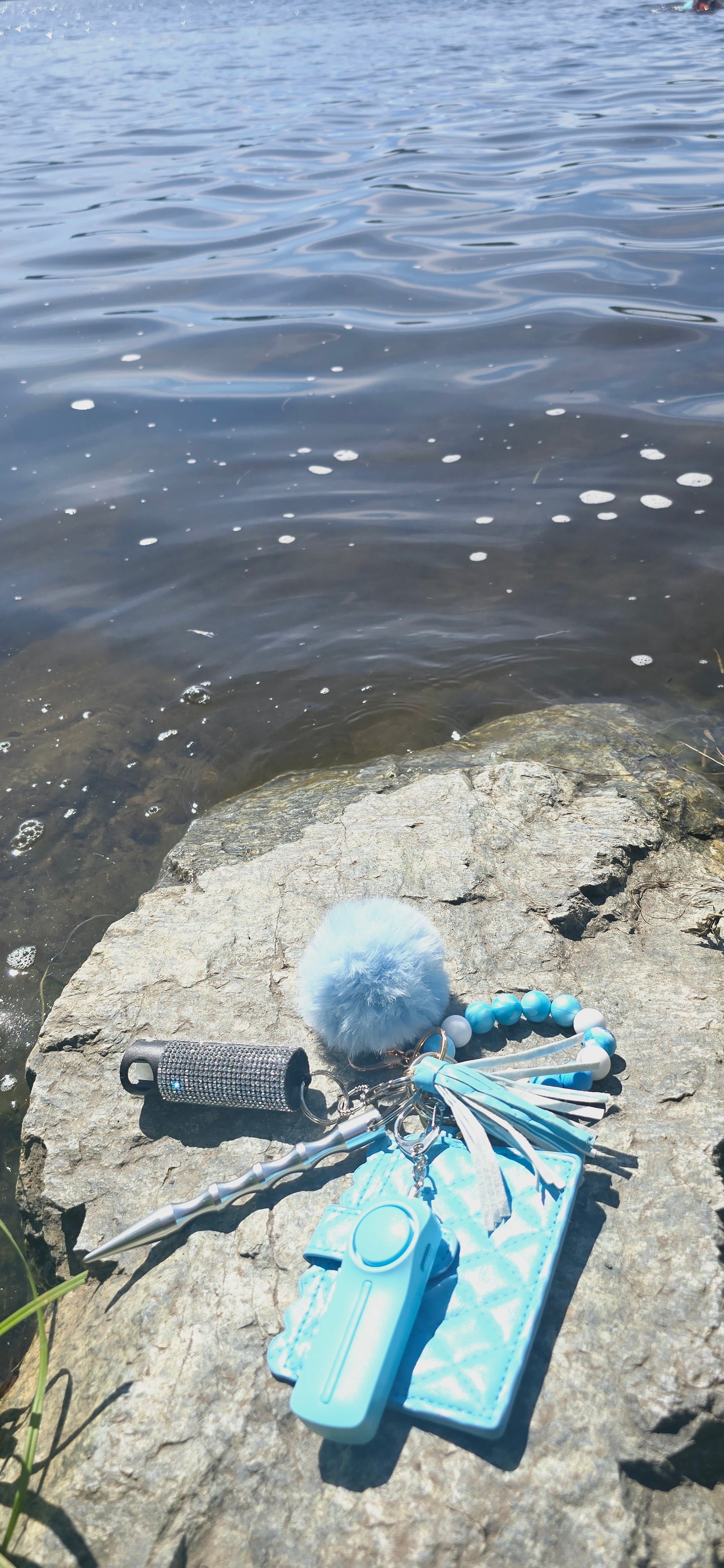 Ocean Blue Silicone Beaded Keychain