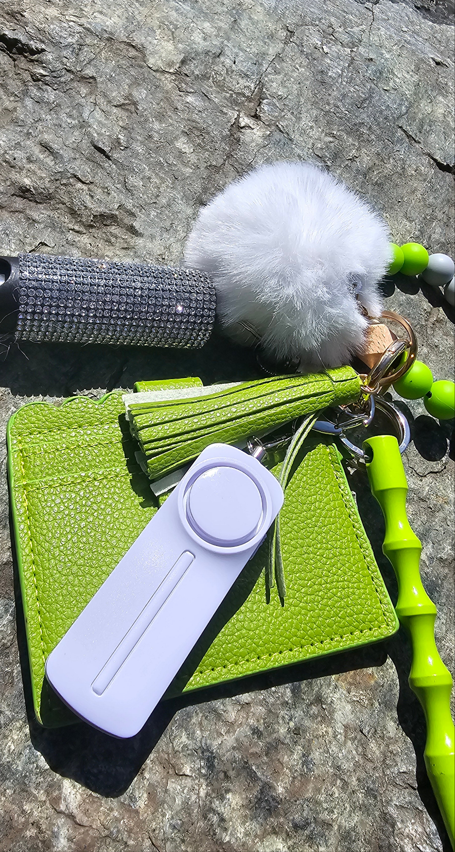 Lime Green Silicone Beaded Keychain