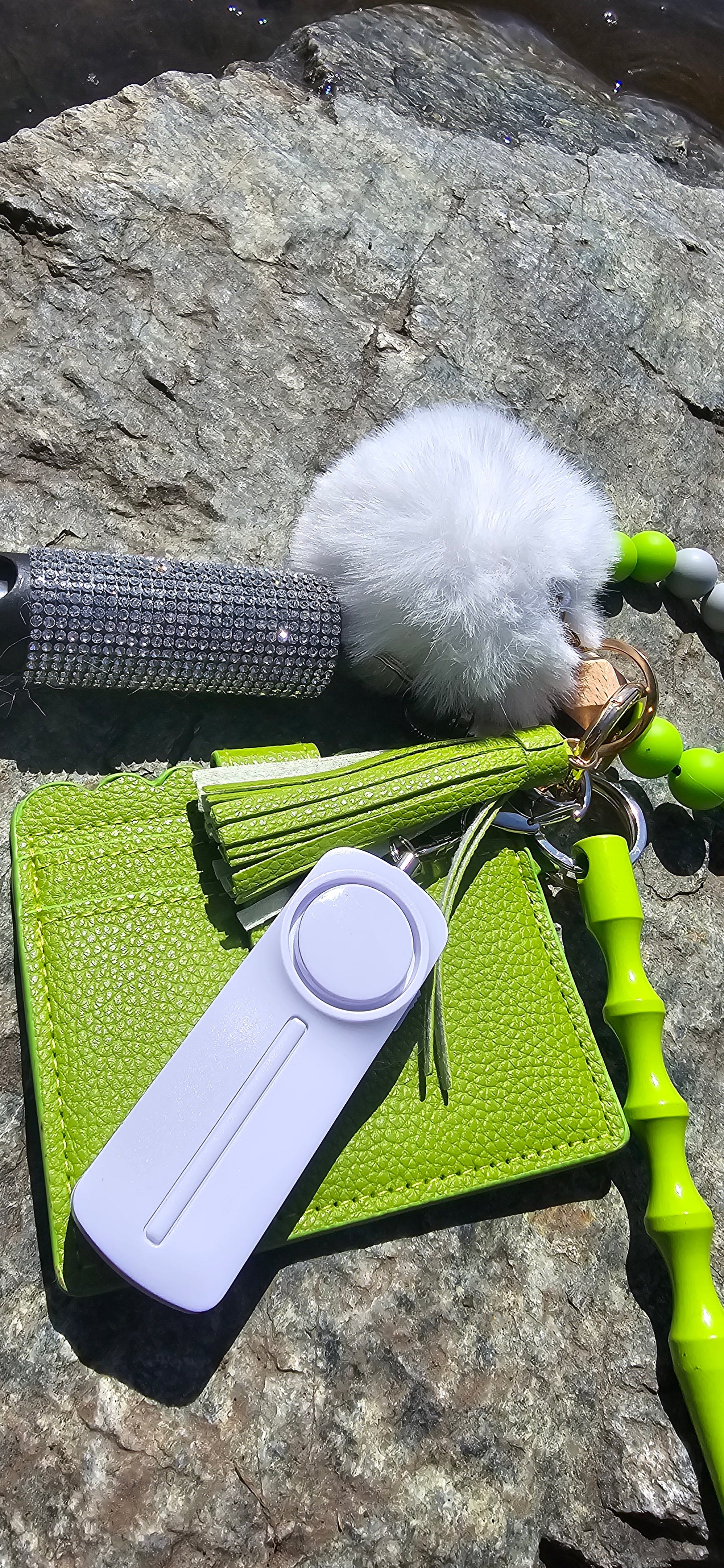 Lime Green Silicone Beaded Keychain